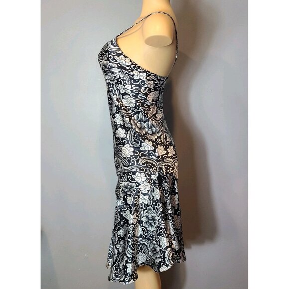 Vtg 90s Dress Floral Satin Gilded Age Holiday Sz Large Y2K Drop Waist Goth - Picture 5 of 11